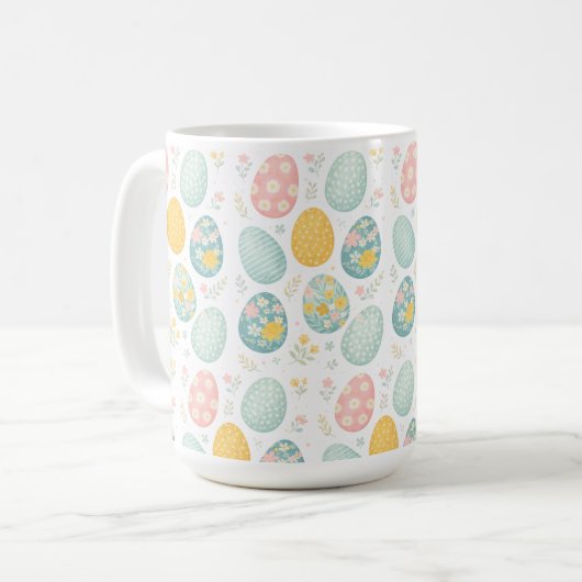 Pastel Easter Eggs Floral Pattern - Cute Spring  Kaffeetasse (Vorderseite Links)