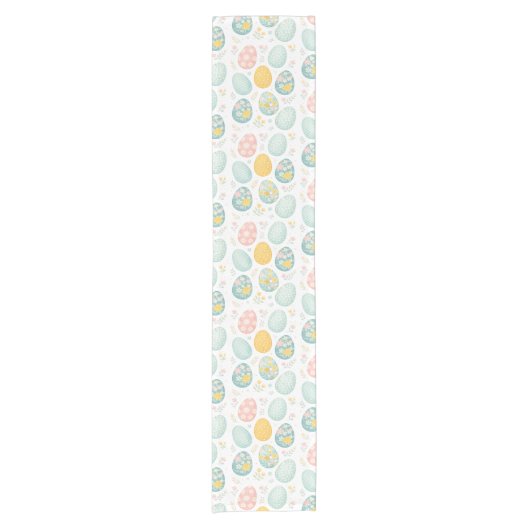 Pastel Easter Eggs Floral Pattern - Cute Spring  Kurzer Tischläufer (Vorderseite)