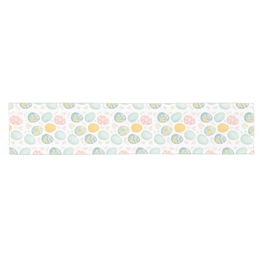 Pastel Easter Eggs Floral Pattern - Cute Spring  Kurzer Tischläufer (Horizontal)