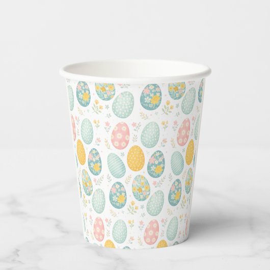 Pastel Easter Eggs Floral Pattern - Cute Spring  Pappbecher (Rückseite)