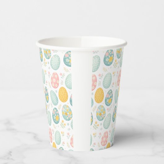Pastel Easter Eggs Floral Pattern - Cute Spring  Pappbecher (Links)