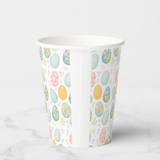 Pastel Easter Eggs Floral Pattern - Cute Spring  Pappbecher (Rechts)