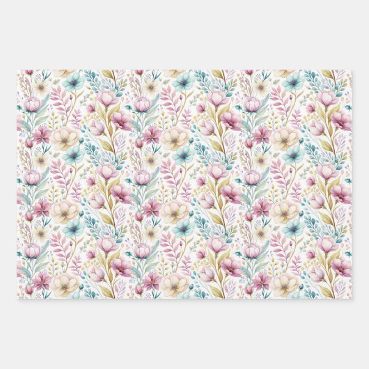 Pastel Easter Floral & Coordinating Spring Geschenkpapier Set (Vorderseite 2)
