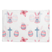 Pastel Easter Parade – Seamless Bunny Kissenbezug (Rückseite-Links)