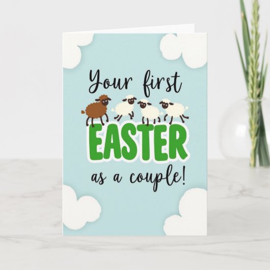 Pastel Easter Sheep Couple Card Karte (Vorderseite)