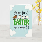 Pastel Easter Sheep Couple Card Karte (Gelbe Blume)