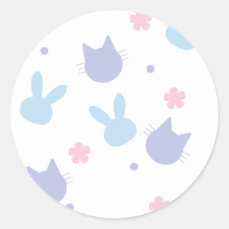 Pastel Easter Spring Pattern Runder Aufkleber