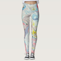 Pastel-Ebru-Wasser-Marmor-Abstrakt-Leggings