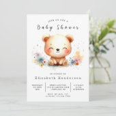 Pastel Editable Bear Baby Dusche Einladung (Stehend Vorderseite)