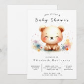 Pastel Editable Bear Baby Dusche Einladung (Vorne/Hinten)