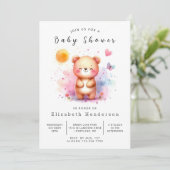 Pastel Editable Bear Baby Dusche Einladung (Stehend Vorderseite)
