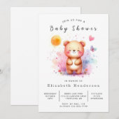 Pastel Editable Bear Baby Dusche Einladung (Vorne/Hinten)