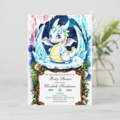 Pastel Editable Dragon Baby Dusche Einladung (Stehend Vorderseite)