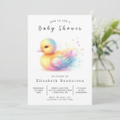 Pastel Editable Duck Baby Duck Einladung (Stehend Vorderseite)