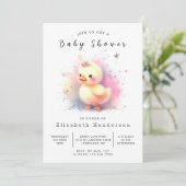 Pastel Editable Duck Baby Duck Einladung (Stehend Vorderseite)