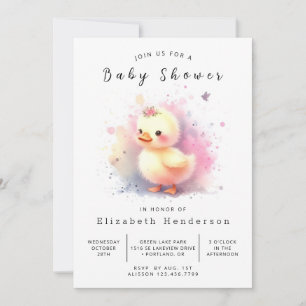 Pastel Editable Duck Baby Duck Einladung