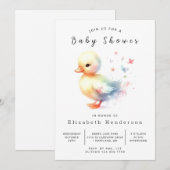 Pastel Editable Duck Baby Duck Einladung (Vorne/Hinten)