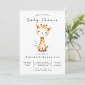 Pastel Editable Giraffe Babydusche Einladung (Stehend Vorderseite)