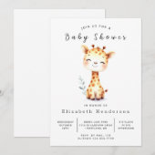 Pastel Editable Giraffe Babydusche Einladung (Vorne/Hinten)