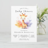 Pastel Editable Giraffe Babydusche Einladung (Stehend Vorderseite)