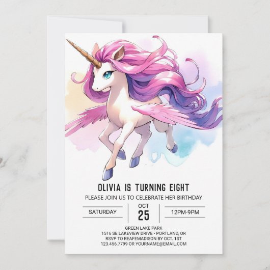 Pastel Editable Horse Geburtstag Einladung (Vorderseite)