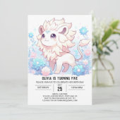 Pastel Editable Lion Digital Geburtstag Einladung (Stehend Vorderseite)