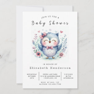 Pastel Editable Owl Babydusche Einladung