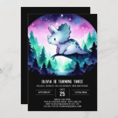 Pastel Editable Triceratops Geburtstag Einladung (Vorne/Hinten)