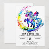 Pastel Editable Unicorn Digital Birthday Einladung (Vorne/Hinten)