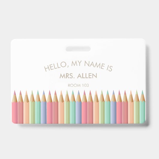 Pastel Educator Lehrer ID Abzeichen Ausweis (Vorderseite)
