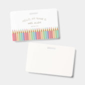 Pastel Educator Lehrer ID Abzeichen Ausweis (Vorder- & Rückseite)