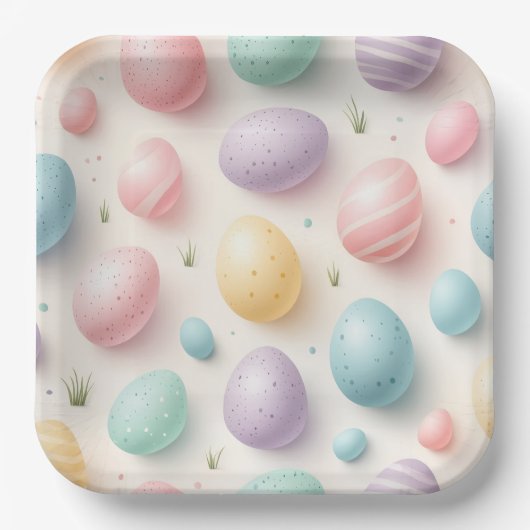 Pastel Egg Spring Celebration Plates Pappteller (Vorderseite)