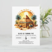 Pastel Egyptian Online Pyramids Geburtstag Einladung (Stehend Vorderseite)