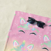 Pastel 🦄 Einhorn-Gesichtsmuster Strandtuch (Beispiel)