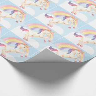 Pastel, Einhorn, Wolken, Regenbogenpapier Geschenkpapier