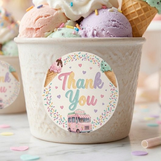 Pastel-Eiscreme-Geburtstags-Dankeschön Runder Aufkleber