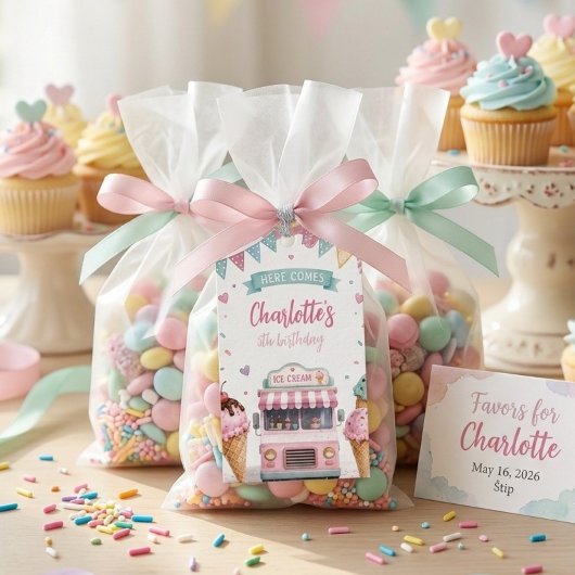 Pastel-Eiswagen-Geburtstagsfeier  Geschenkanhänger