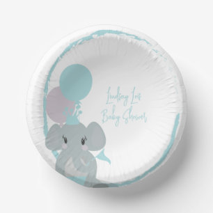Pastel Elefant Baby Mädchen Schrift Baby Shower Pappteller