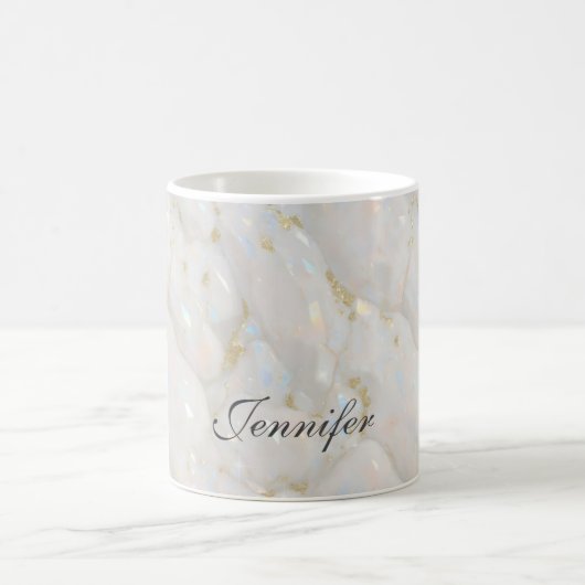 Pastel Eleganr Opal Stone Individuelle Name Kaffeetasse (Mittel)