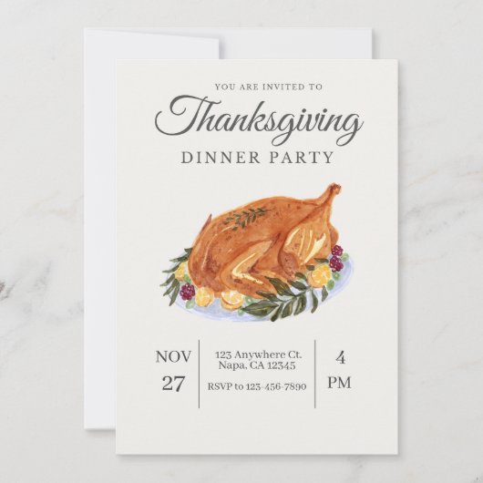 Pastel Elegant Erntedank Wasserfarbe Einladung (Vorderseite)