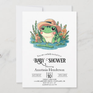 Pastel Elegant Frog Baby Shower Einladung