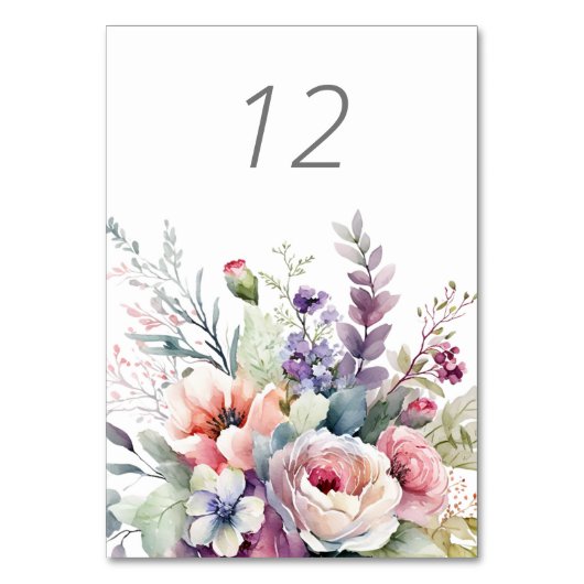 Pastel Elegant Garden Wedding Table Card Tischnummer (Rückseite)