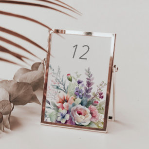 Pastel Elegant Garden Wedding Table Card Tischnummer
