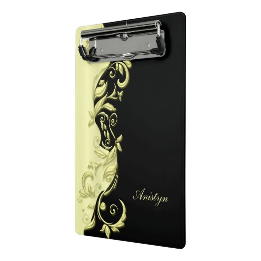 Pastel Elegant Gelbes Verziertes Design Mini Klemmbrett (Gewinkelt2)