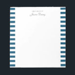 Pastel Elegant Klassisches Skript Große Ideen Homm Notizblock<br><div class="desc">Personalisiertes klassisch elegantes,  gürtelpastellfarbenes ästhetisches Notizblock für ihn oder sie. Mit einem Sprichwort "Große Vorstellungen von". Klassisch blaufarbene Streifen auf einem weißen,  angesagten Notizblock.</div>