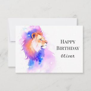 Pastel Elegant Wild Lion Birthday Karte