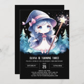 Pastel Elegant Wizard Geburtstag Einladung (Vorne/Hinten)