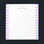 Pastel Elegante Klassische Schrift Große Idee Notizblock<br><div class="desc">Personalisiertes klassisches,  elegantes,  mädchenhaftes Notizblock für sie. Mit einem Sprichwort "Große Vorstellungen von". Klassische pastellfarbene Llavendel mit lila Streifen auf einem weißen,  angesagten Notizblock.</div>