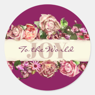 Pastel Eleganter Vintager Blush Viktorianische Ros Runder Aufkleber