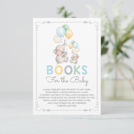 Pastel Elephant Bringen Sie die Book Card Moderner Begleitkarte (Stehend Vorderseite)